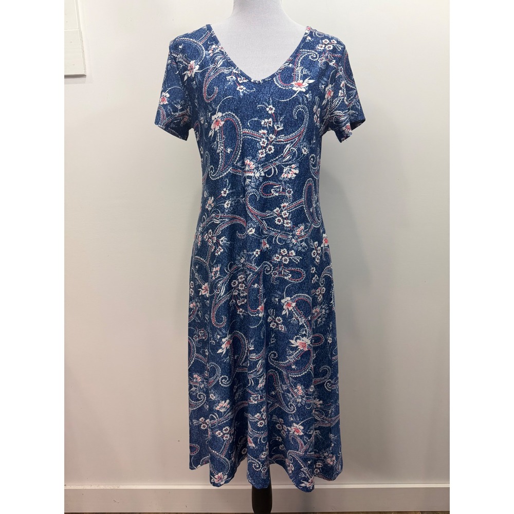 John Paul Richard Blue Paisley Floral V-Neck Cutout Back Midi Dress MC39-5408J M